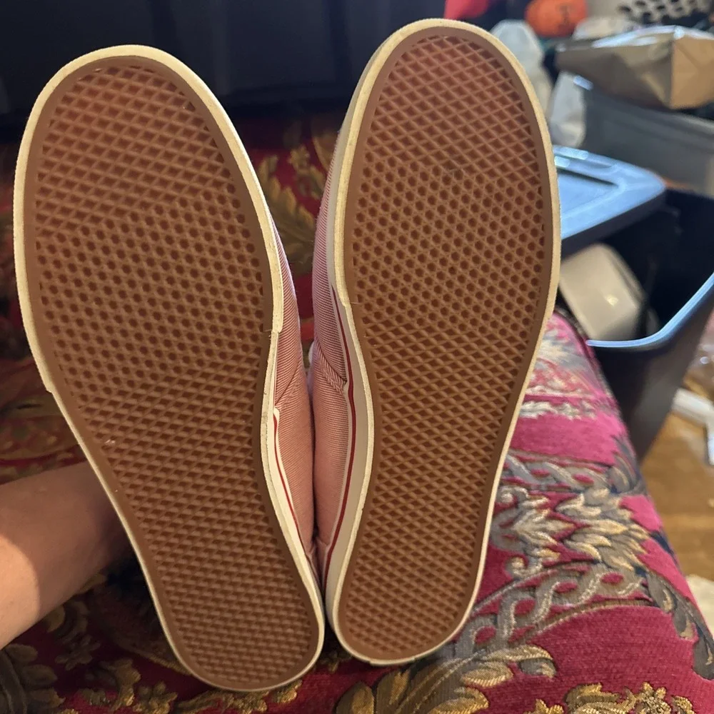 Womens Red and White Stripe Vans size11
